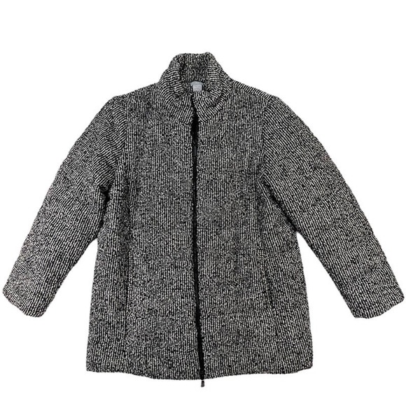 Chico's Jackets & Blazers - Chicos Wool Coat Womens 12 14 Black Nubby Bouclé Old Money French Girl Quiet Lux